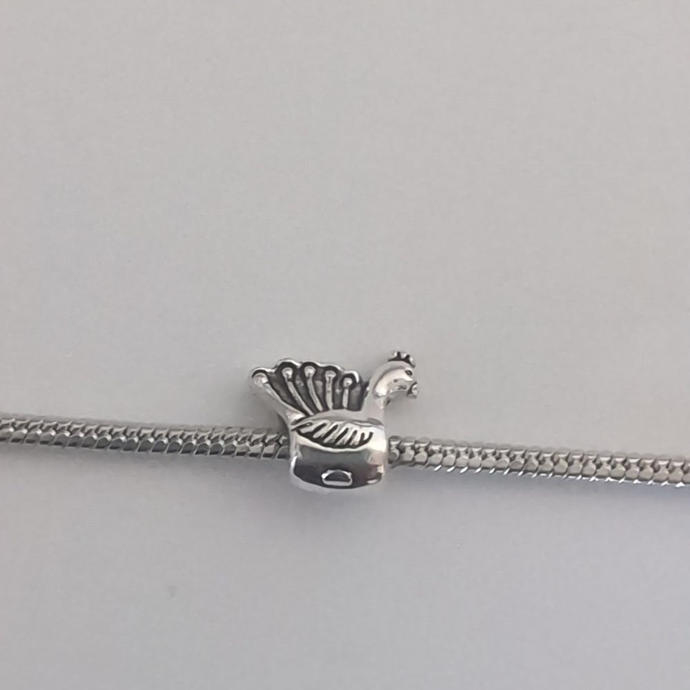 Silver Peacock Charm for Pandora Style Bracelet‎